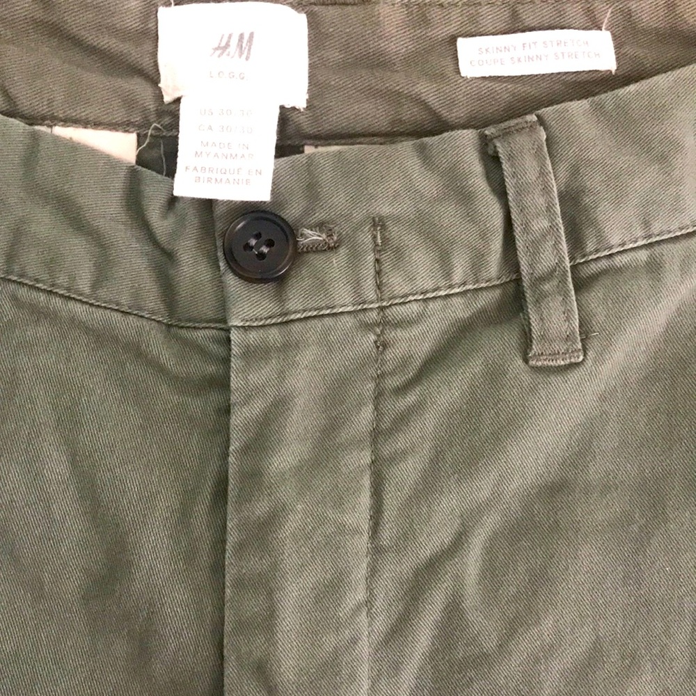 H&M Olive Green Skinny Fit Pants
